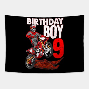 Motocross Birthday Motorcycle Themed 9Th Birthday Tapestry