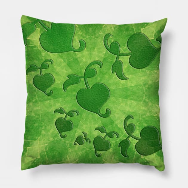 Abstract leaves on green kaleidoscope Pillow by hereswendy