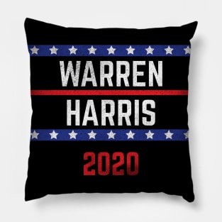 Elizabeth Warren and Kamala Harris on the one ticket? Dare to dream. Presidential race 2020 Distressed text Pillow