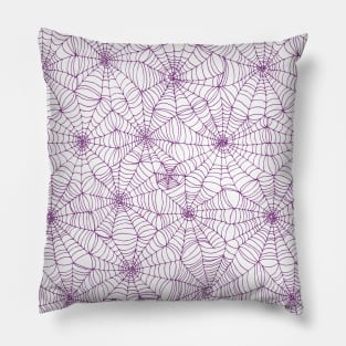 Spiderwebs pattern - purple on white Pillow