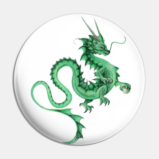Serene Green Asian Dragon Pin