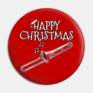 Christmas Trombone Trombonist Musician Santa Hat Xmas 2022 Pin