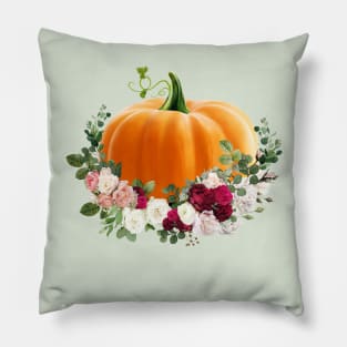 pumpkins and flowers, pumpkins, halloween, fall, autumn, orange Pillow