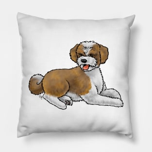 Dog - Aussiedoodle - Brown and White Pillow