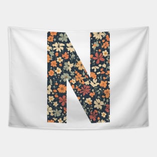 A vintage flower pattern filling the letter N Tapestry