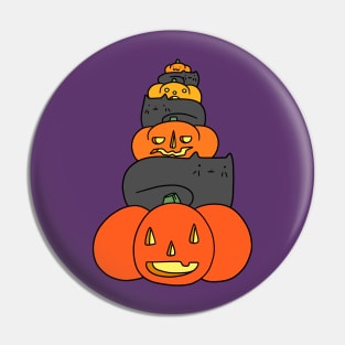 Black Cat and Pumpkin Stack Pin