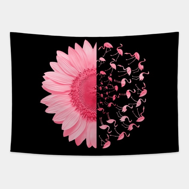 Pink Flamingo Daisy Breast Cancer Awareness Funny Love Tapestry by mccloysitarh