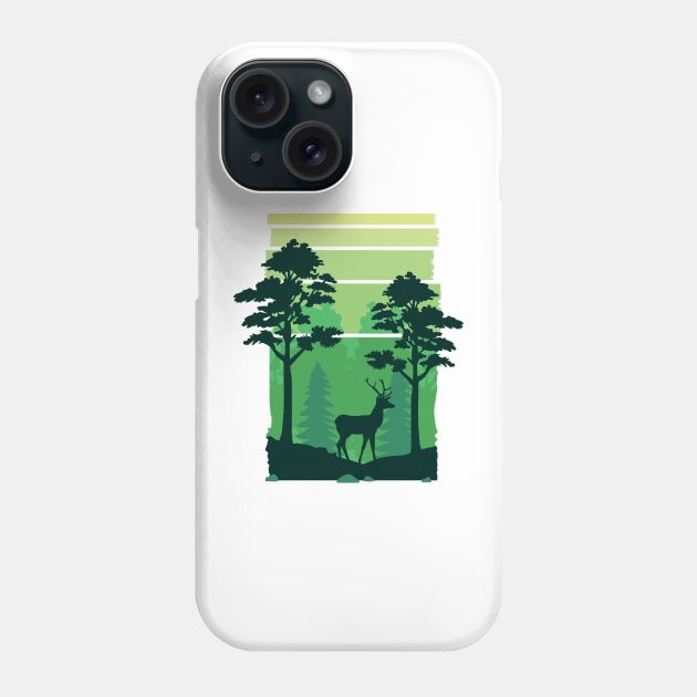 Green Peaceful Landscape Phone Case by RajaGraphica