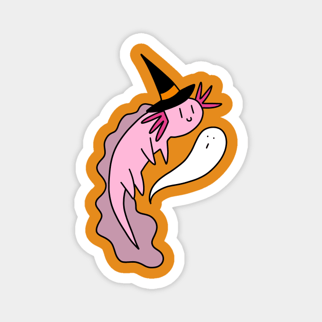 Witch Axolotl and Ghost Magnet by saradaboru