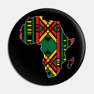 Black History Month Africa Map Kente Cloth Men Women Pin