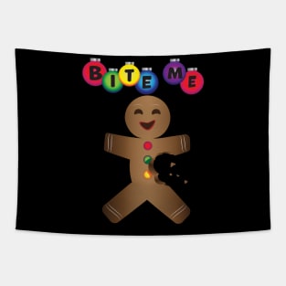 Bite Me Gingerbread Man Tapestry