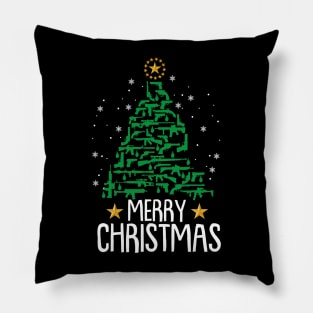 Patriotic Gun Christmas Tree Funny US Flag Pajama Xmas Mens Pillow