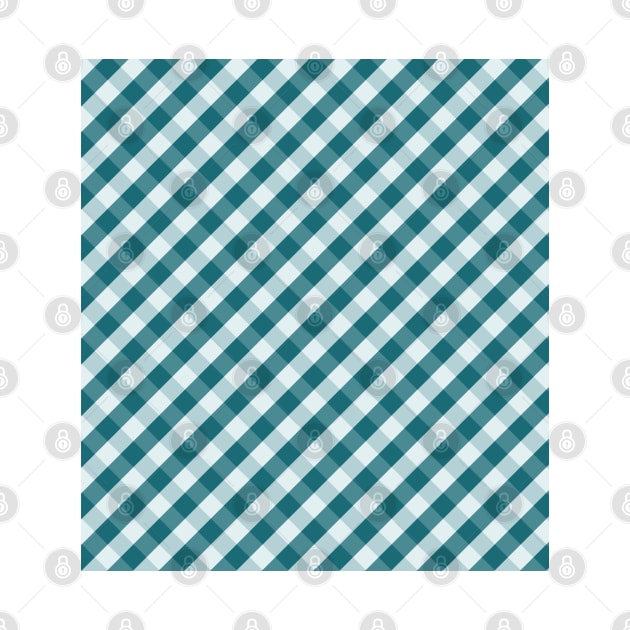 Dark Teal and White Check Gingham Plaid by squeakyricardo