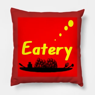 Eatery Logo Design on Red Background Pillow