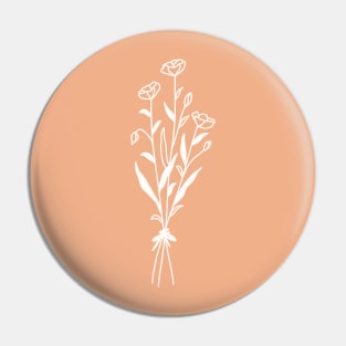 Wildflower Poppy Bouquet On Tan Light Brown One Line Art Flowers Pin