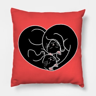 Cute Black Cat Heart Pillow