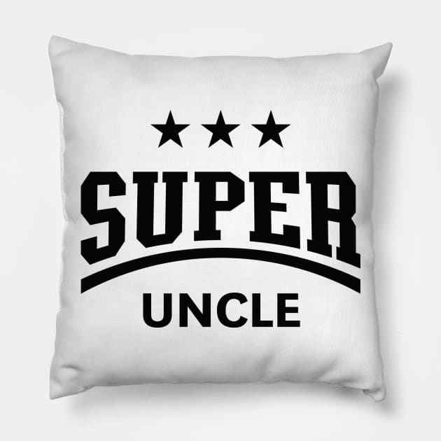 Super Uncle (Black) Pillow by MrFaulbaum