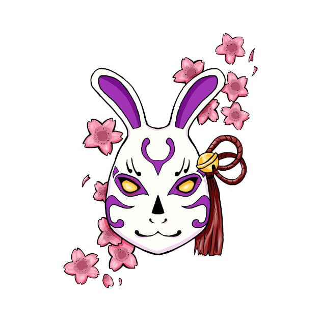 Blossoming Habits: A Cherry Blossom Japanese Mask Pink by alexandre-arts