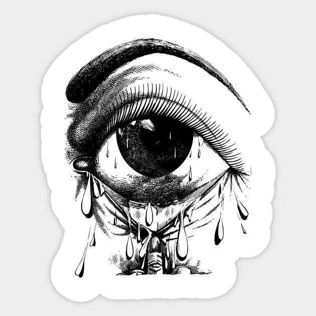 crying eye black white