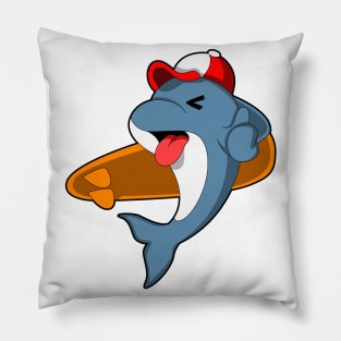 Dolphin as Surfer with Surfboard Pillow