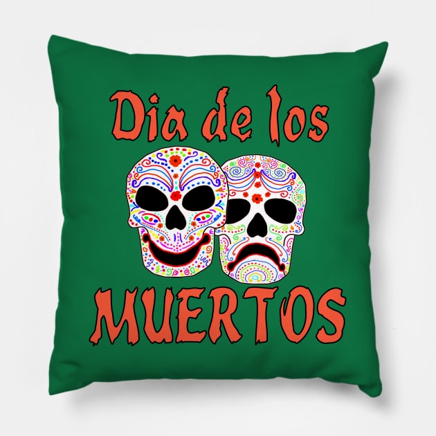 Dia de los Muertos Sugar Skulls Pillow by Jan4insight TeeStore