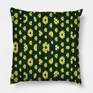 Yellow Flower on a green background pattern Pillow