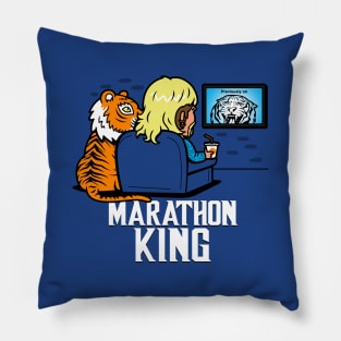 Marathon King Funny TV Lover Cartoon Pillow