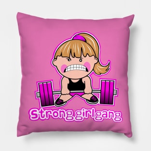 Fitness girl, weightlifting girl, gym girl, barbell girl Pillow