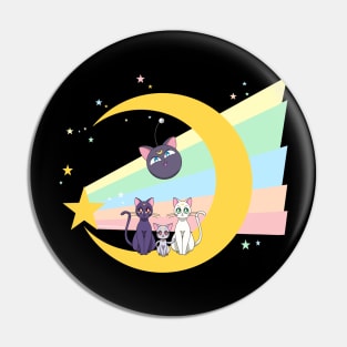 Moon Kitty Cats Pin