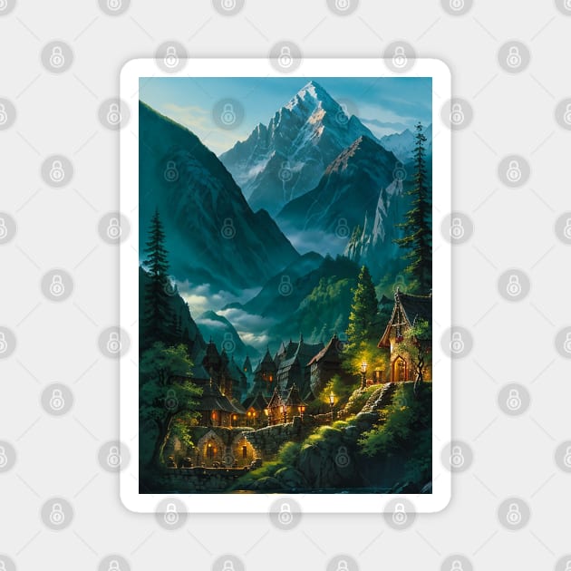 Village in the Mountains Magnet by CursedContent