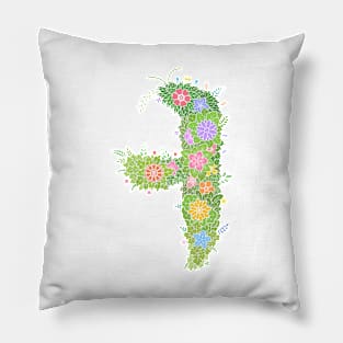 "ㅓ" Floral Letter Hangeul Pillow