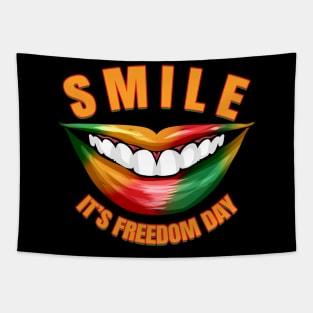 Smile - It's Freedom Day Smiling Mouth Juneteenth Tapestry