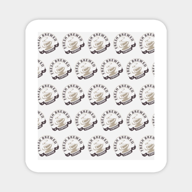 Freshly brewed coffee on pattern white background Magnet by Muse