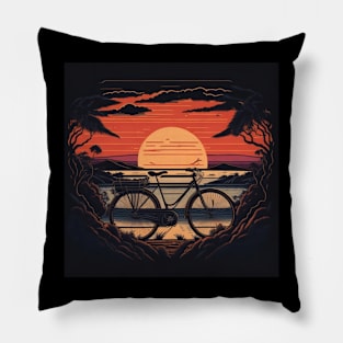 sunset bicycle Pillow