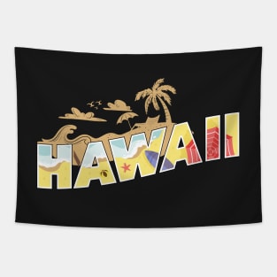 Retro Hawaii Beach Surfer Longboard Aloha Tapestry