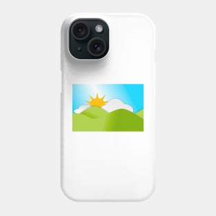 A background of Rolling green hills in Spring season with clouds and sun. Phone Case