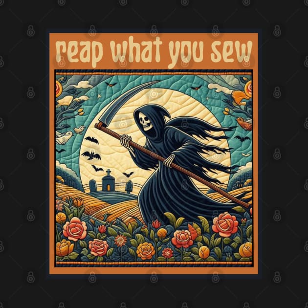 Funny Quilting Design | Reap What You Sew | Apparel, Stickers, Mugs, Pillows, Totes, and Magnets by Mahaniganz