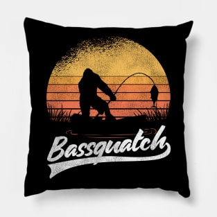 Funny Bigfoot Sasquatch Fishing Gift Vintage Retro Pillow