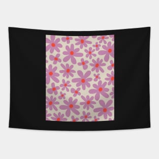 Abstract flowers pattern 80s pink red Tapestry