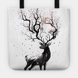 Nara Deer and Cherry Blossom Sumi-e Tote