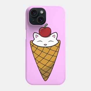 Cute cat in ice cream cone Phone Case