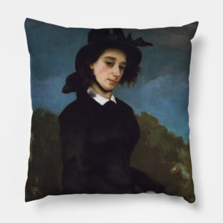 Woman in a Riding Habit by Gustave Courbet Pillow