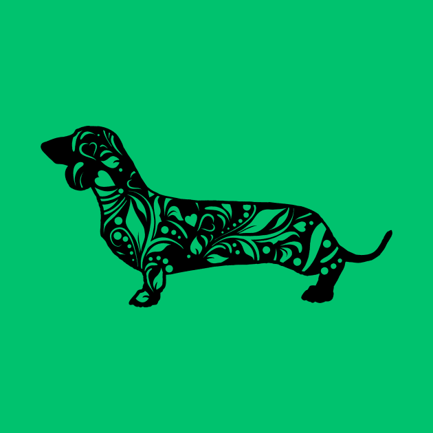 Dachshund Floral Mandala by tribbledesign