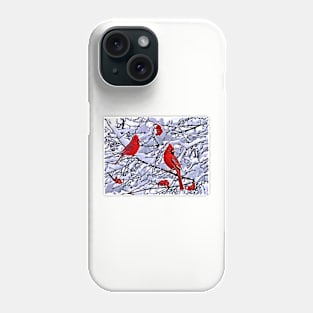 Red Cardinals in Winter Phone Case