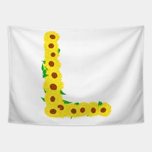 Sunflowers Initial Letter L (White Background) Tapestry