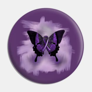 Lupus Awareness Purple Ribbon Butterfly Support Pin