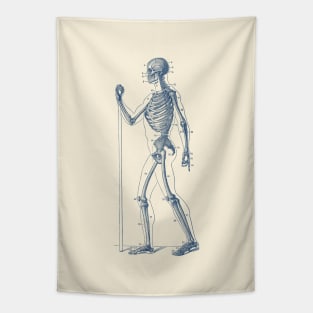 Side View Skeletal Diagram - Vintage Anatomy Poster Tapestry