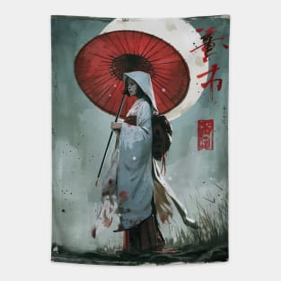 Girl with red umbrella Tapestry