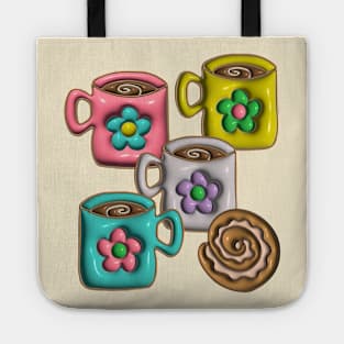 FIKA Swedish Coffee Break Danish Pastry Flower Mugs Baking in Puffy Balloon Style - UnBlink Studio by Jackie Tahara Tote