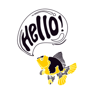 illustration of a yellow black goldfish greeting hello T-Shirt